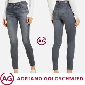AG DENIM “Farrah” High Rise Skinny in Gray Pearl